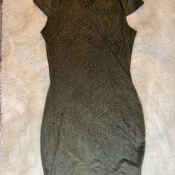 Windsor Olive Green Studded Mini Dress - Picture 5 of 11